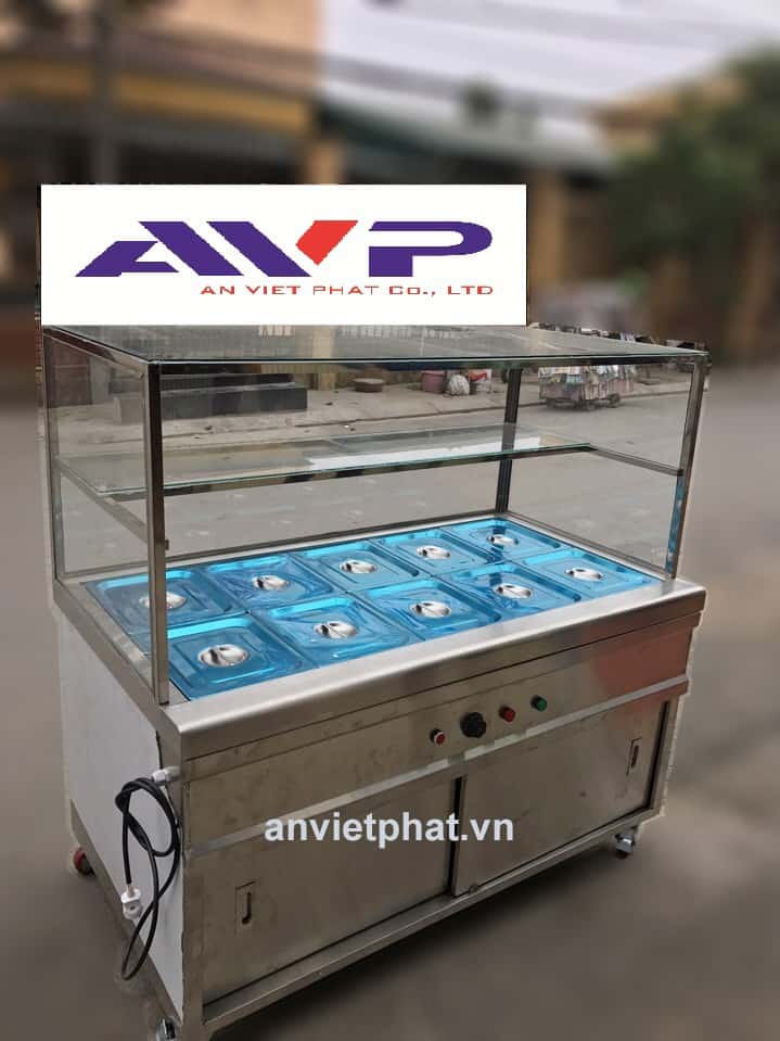 Tủ Hâm Nóng - Giữ Nóng Thức Ăn 10 Khay 1/2 có quầy kính